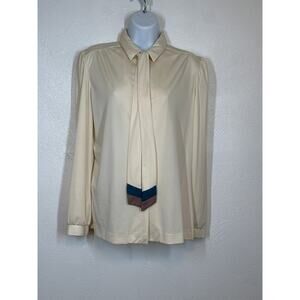 Vintage Wilroy Traveller Blouse M Cream M 70s Mod Quite Luxury Bussiness Office